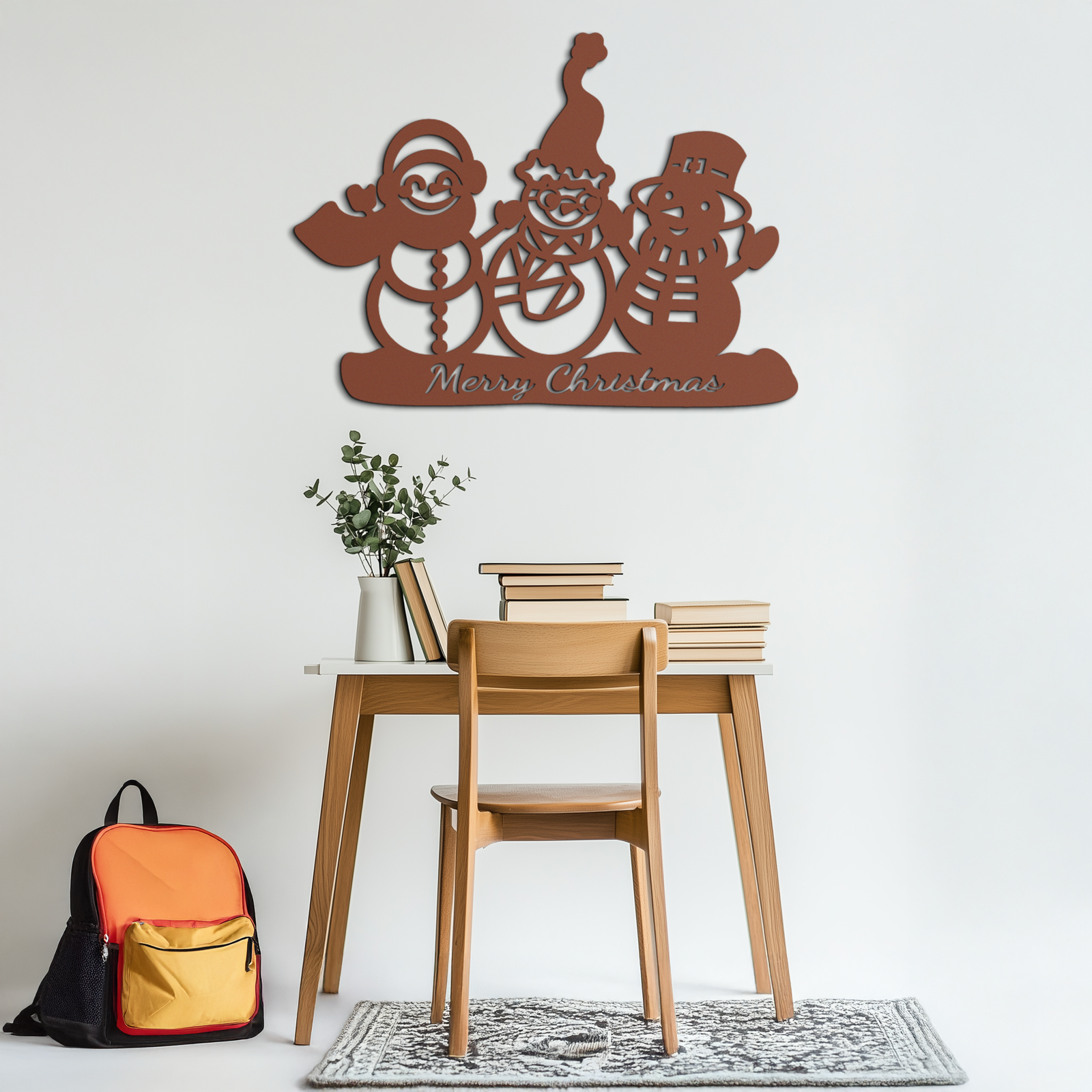 Frosty Trio Metal Wall Art - Merry Christmas Snowman Holiday Decor- KAF306