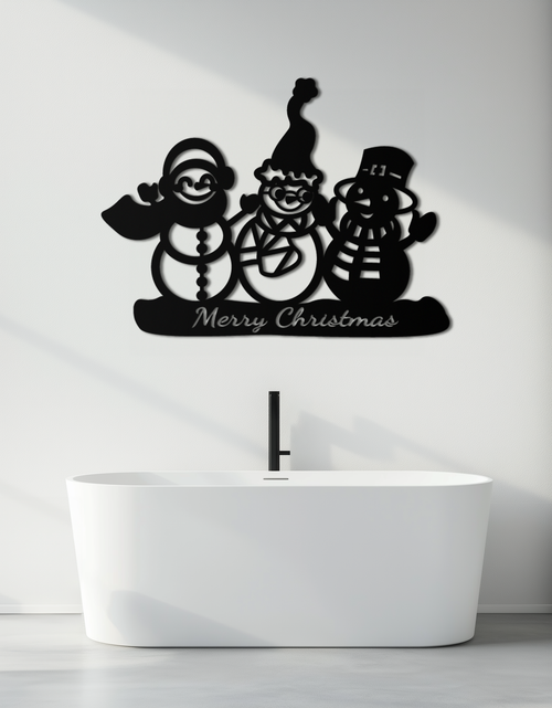 Load image into Gallery viewer, Frosty Trio Metal Wall Art - Merry Christmas Snowman Holiday Decor- KAF306