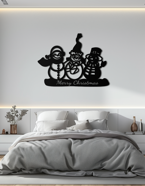 Load image into Gallery viewer, Frosty Trio Metal Wall Art - Merry Christmas Snowman Holiday Decor- KAF306