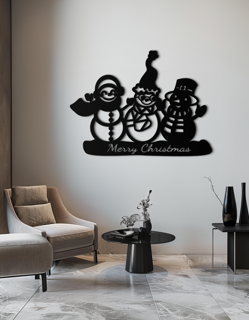 Load image into Gallery viewer, Frosty Trio Metal Wall Art - Merry Christmas Snowman Holiday Decor- KAF306
