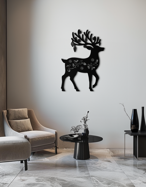 Load image into Gallery viewer, Christmas Reindeer Metal Wall Art - Decorative Holiday Steel Deer Design- KAF308