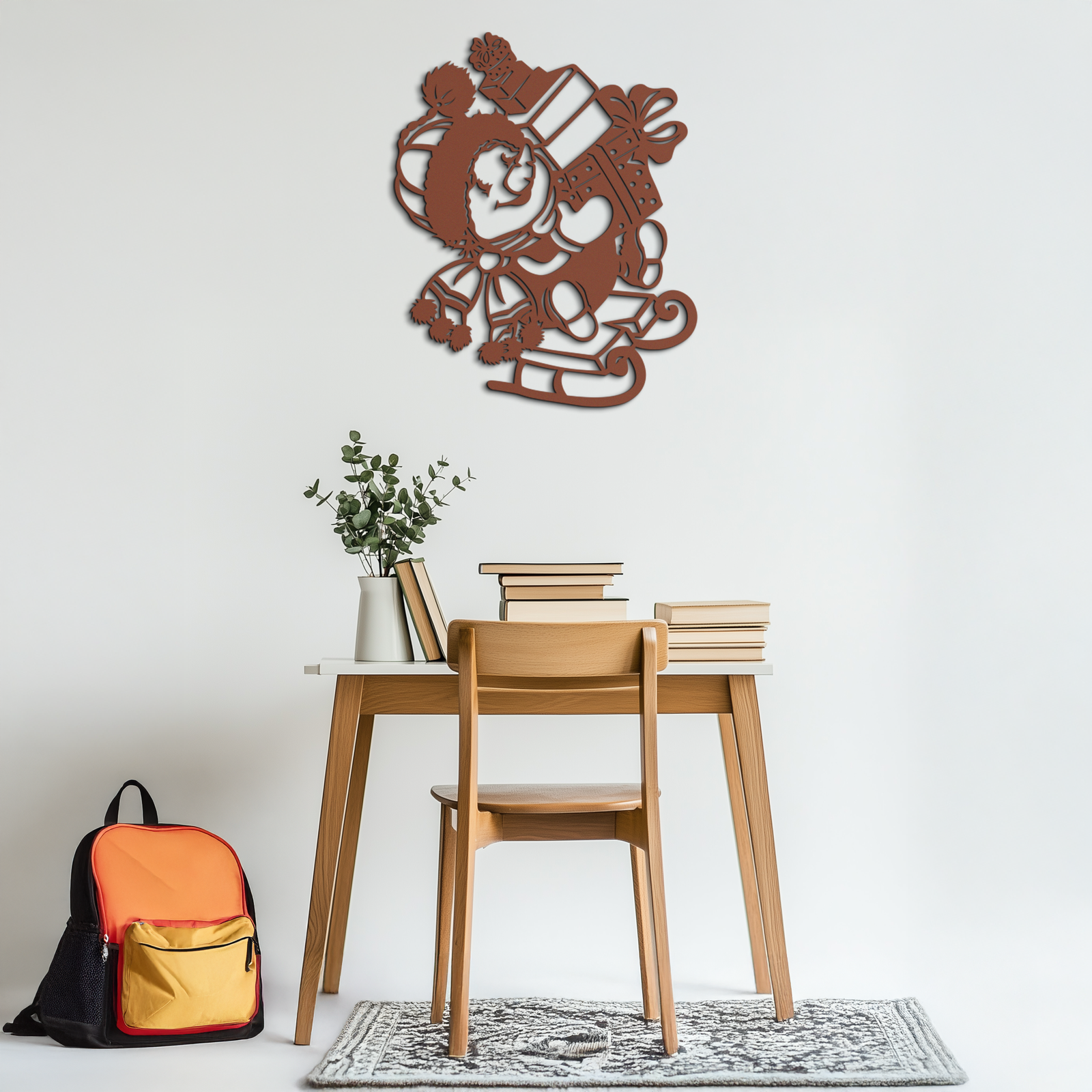 Christmas Snowman Metal Wall Art - Festive Holiday Gift Decor with Cute Snowman on Sled- KAF310