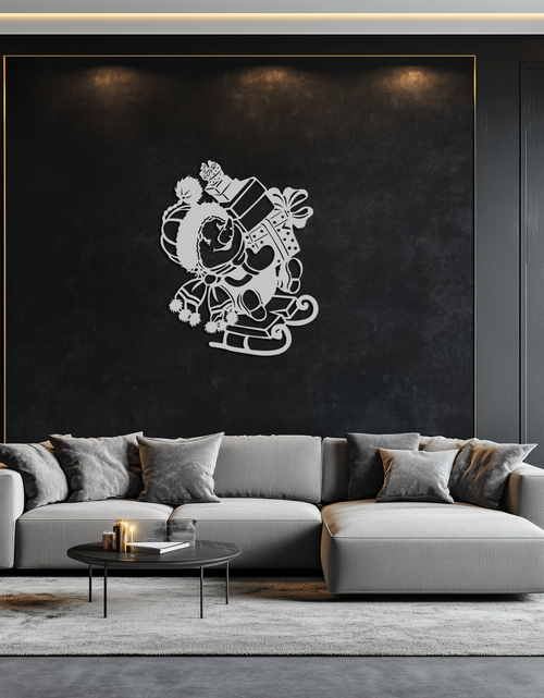 Load image into Gallery viewer, Christmas Snowman Metal Wall Art - Festive Holiday Gift Decor with Cute Snowman on Sled- KAF310