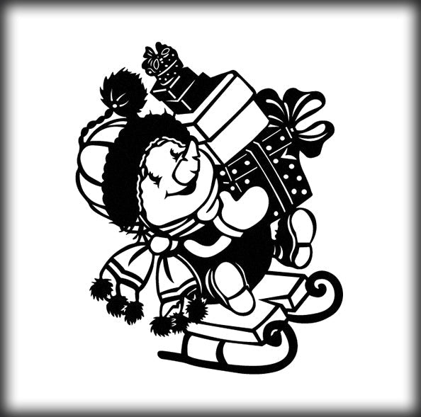Christmas Snowman Metal Wall Art - Festive Holiday Gift Decor with Cute Snowman on Sled- KAF310