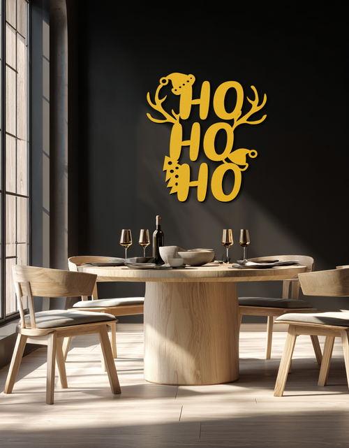 Load image into Gallery viewer, HO HO HO Metal Wall Art - Christmas Reindeer Antler Holiday Decor- KAF312