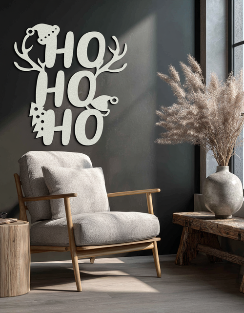 Load image into Gallery viewer, HO HO HO Metal Wall Art - Christmas Reindeer Antler Holiday Decor- KAF312