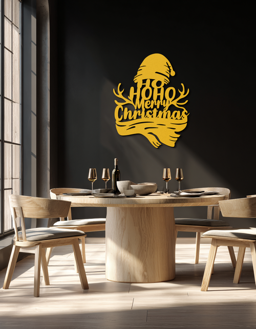 Load image into Gallery viewer, Ho Ho Ho Merry Christmas Metal Wall Art - Festive Reindeer Antlers Holiday Decor- KAF313