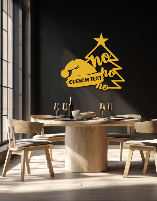 Load image into Gallery viewer, Ho Ho Ho Santa Hat & Tree Metal Wall Art - Customizable Holiday Decor- KAF314