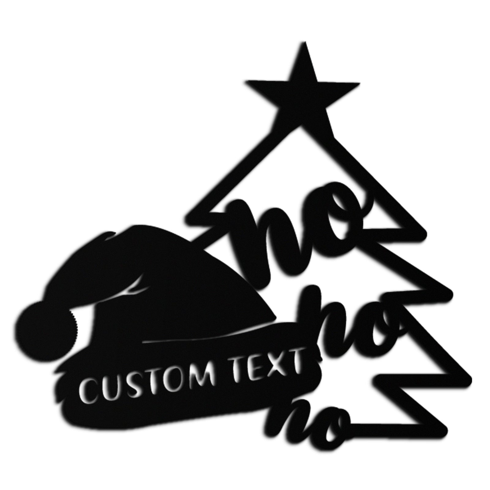 Ho Ho Ho Santa Hat & Tree Metal Wall Art - Customizable Holiday Decor- KAF314