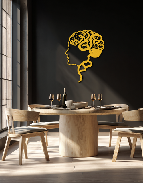 Load image into Gallery viewer, Brain Tree Metal Wall Art - Abstract Woman Head Silhouette Steel Decor- KAF318