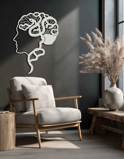 Load image into Gallery viewer, Brain Tree Metal Wall Art - Abstract Woman Head Silhouette Steel Decor- KAF318