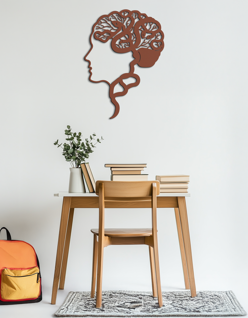 Load image into Gallery viewer, Brain Tree Metal Wall Art - Abstract Woman Head Silhouette Steel Decor- KAF318