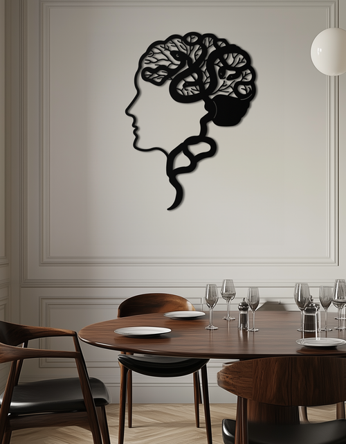 Load image into Gallery viewer, Brain Tree Metal Wall Art - Abstract Woman Head Silhouette Steel Decor- KAF318