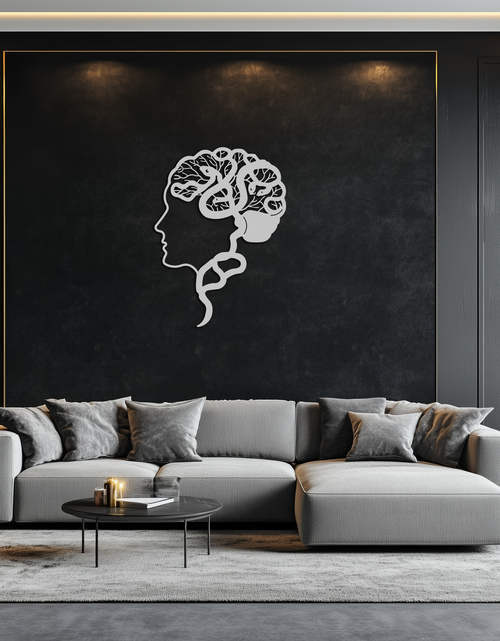 Load image into Gallery viewer, Brain Tree Metal Wall Art - Abstract Woman Head Silhouette Steel Decor- KAF318