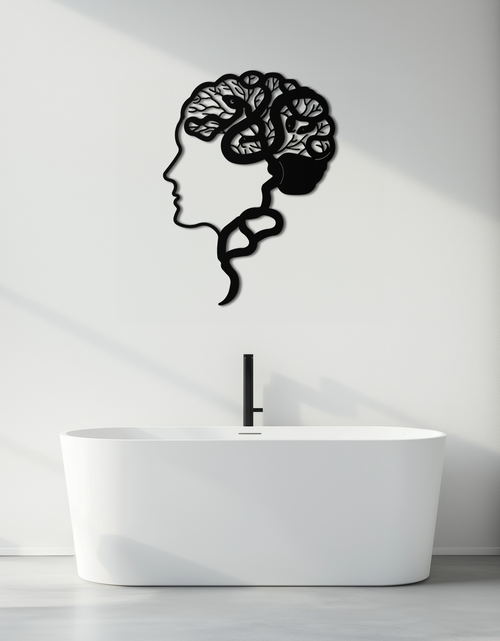 Load image into Gallery viewer, Brain Tree Metal Wall Art - Abstract Woman Head Silhouette Steel Decor- KAF318