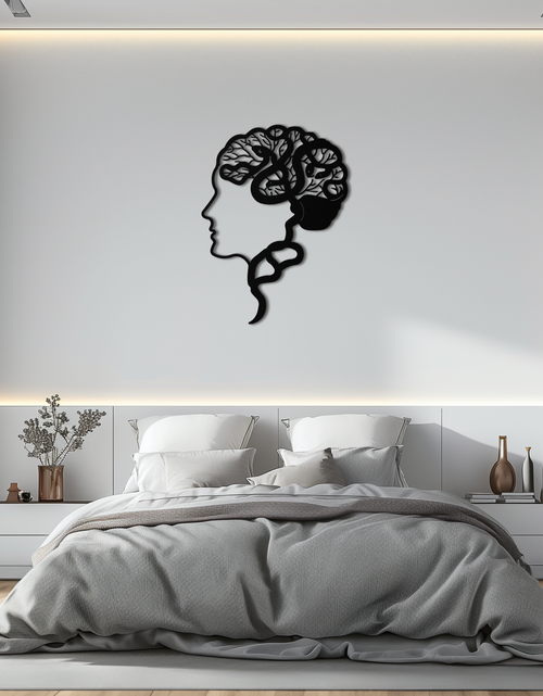 Load image into Gallery viewer, Brain Tree Metal Wall Art - Abstract Woman Head Silhouette Steel Decor- KAF318