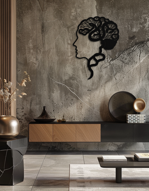 Load image into Gallery viewer, Brain Tree Metal Wall Art - Abstract Woman Head Silhouette Steel Decor- KAF318