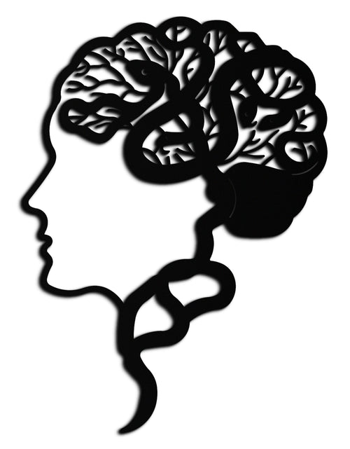 Load image into Gallery viewer, Brain Tree Metal Wall Art - Abstract Woman Head Silhouette Steel Decor- KAF318