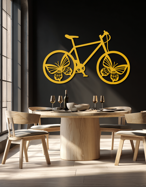 Load image into Gallery viewer, Butterfly Wheel Bicycle Metal Wall Art – Modern Artistic Bike Silhouette Decor- KAF319