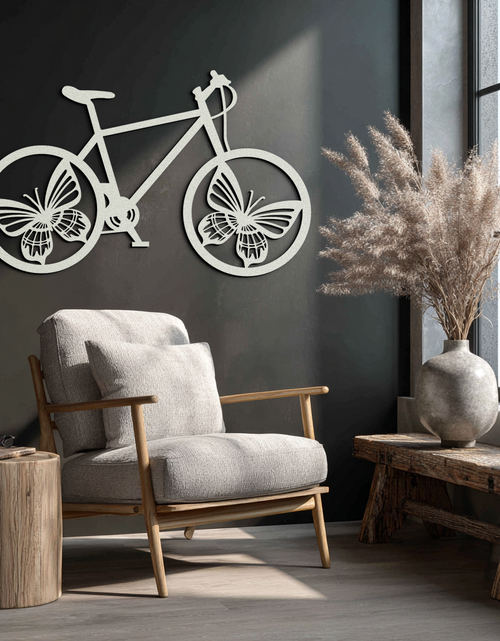 Load image into Gallery viewer, Butterfly Wheel Bicycle Metal Wall Art – Modern Artistic Bike Silhouette Decor- KAF319