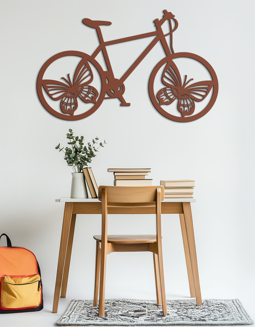 Load image into Gallery viewer, Butterfly Wheel Bicycle Metal Wall Art – Modern Artistic Bike Silhouette Decor- KAF319
