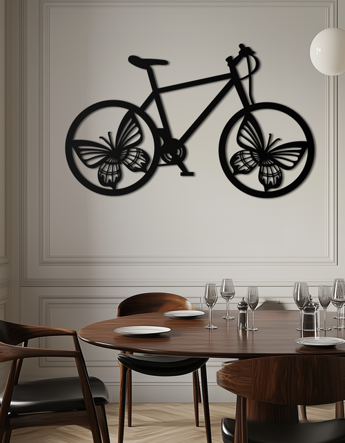 Load image into Gallery viewer, Butterfly Wheel Bicycle Metal Wall Art – Modern Artistic Bike Silhouette Decor- KAF319