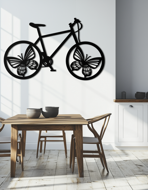 Load image into Gallery viewer, Butterfly Wheel Bicycle Metal Wall Art – Modern Artistic Bike Silhouette Decor- KAF319