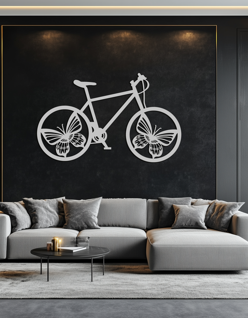 Load image into Gallery viewer, Butterfly Wheel Bicycle Metal Wall Art – Modern Artistic Bike Silhouette Decor- KAF319