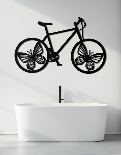 Load image into Gallery viewer, Butterfly Wheel Bicycle Metal Wall Art – Modern Artistic Bike Silhouette Decor- KAF319