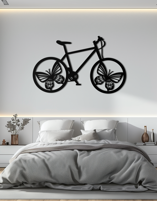 Load image into Gallery viewer, Butterfly Wheel Bicycle Metal Wall Art – Modern Artistic Bike Silhouette Decor- KAF319