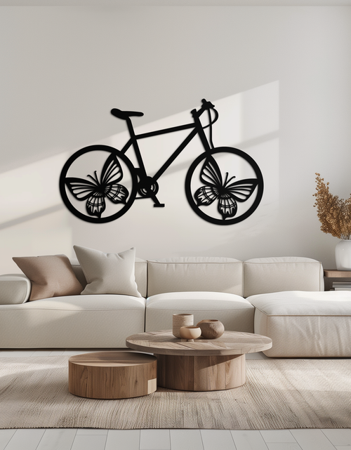 Load image into Gallery viewer, Butterfly Wheel Bicycle Metal Wall Art – Modern Artistic Bike Silhouette Decor- KAF319