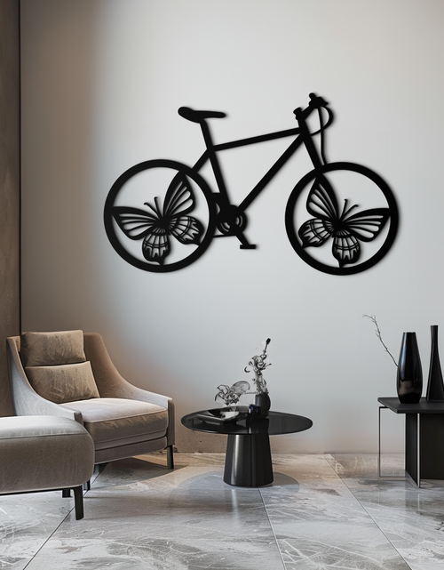 Load image into Gallery viewer, Butterfly Wheel Bicycle Metal Wall Art – Modern Artistic Bike Silhouette Decor- KAF319