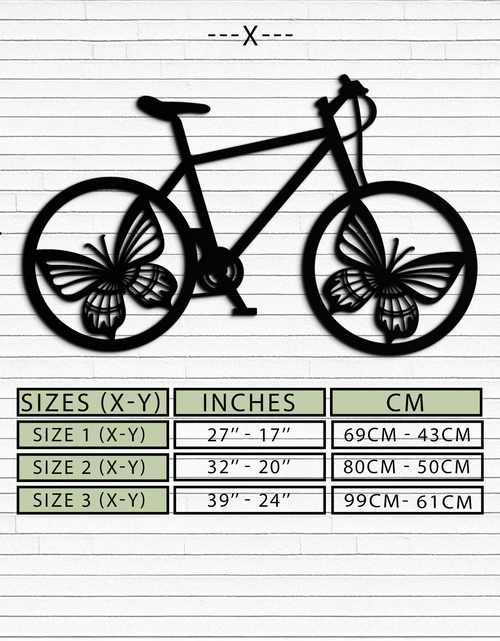 Load image into Gallery viewer, Butterfly Wheel Bicycle Metal Wall Art – Modern Artistic Bike Silhouette Decor- KAF319