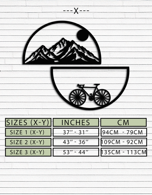 Load image into Gallery viewer, Mountain View Metal Wall Art - Half Circle Bicycle and Landscape Silhouette Decor- KAF321