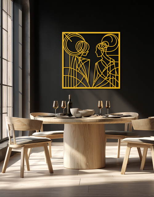 Load image into Gallery viewer, Abstract Female Duo Silhouette Metal Wall Art – Modern Minimalist Women Line Design- KAF324
