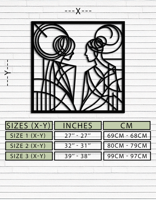 Load image into Gallery viewer, Abstract Female Duo Silhouette Metal Wall Art – Modern Minimalist Women Line Design- KAF324