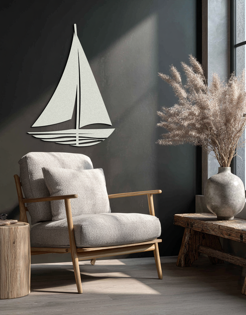 Load image into Gallery viewer, Nautical Sailboat Silhouette Metal Wall Art – Minimalist Ocean-Inspired Steel Decor- KAF326