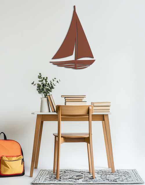 Load image into Gallery viewer, Nautical Sailboat Silhouette Metal Wall Art – Minimalist Ocean-Inspired Steel Decor- KAF326