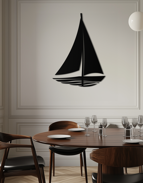 Load image into Gallery viewer, Nautical Sailboat Silhouette Metal Wall Art – Minimalist Ocean-Inspired Steel Decor- KAF326