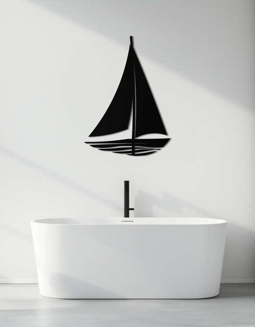 Load image into Gallery viewer, Nautical Sailboat Silhouette Metal Wall Art – Minimalist Ocean-Inspired Steel Decor- KAF326