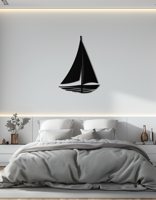Load image into Gallery viewer, Nautical Sailboat Silhouette Metal Wall Art – Minimalist Ocean-Inspired Steel Decor- KAF326