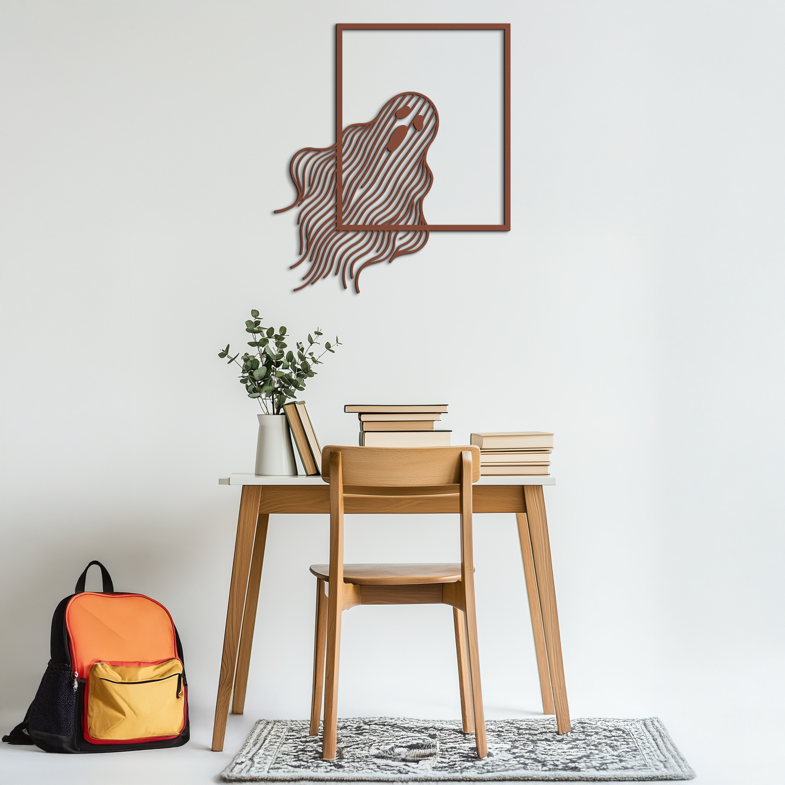 Ghost Metal Wall Art – Spooky Ghost Silhouette Steel Decor for Halloween or Gothic Interiors- KAF329
