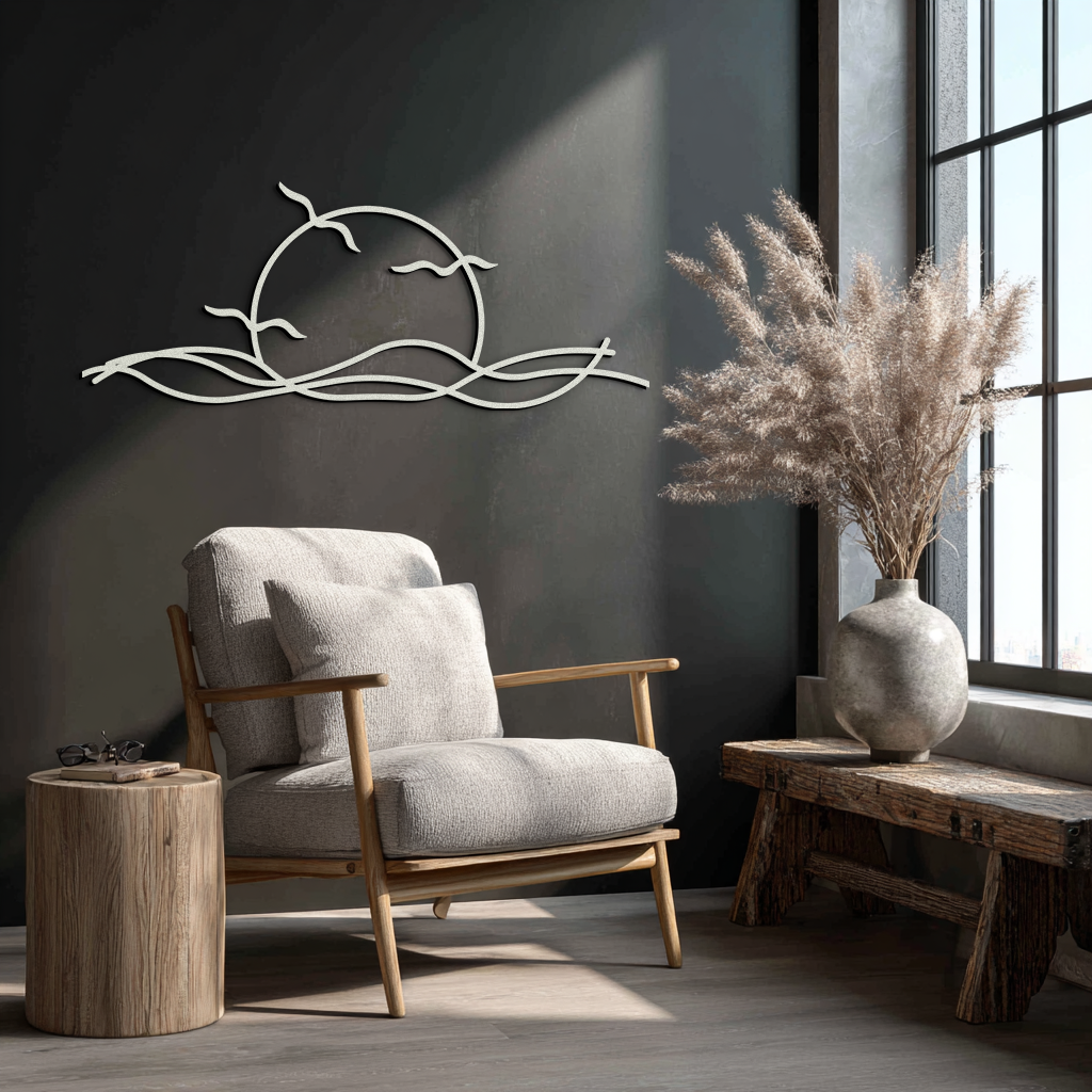 Sunset Metal Wall Art – Sunset Silhouette Steel Decor for Nature-Inspired Interiors- KAF331