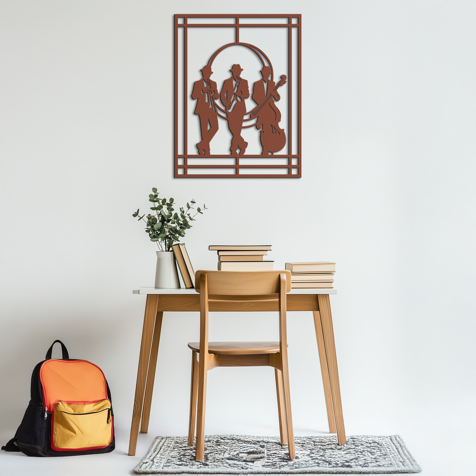 Jazz Musicians Metal Wall Art – Saxophone and Trumpet Player Silhouette Steel Decor for Music Lovers- KAF332