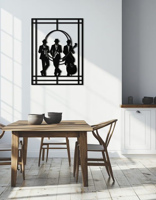 Load image into Gallery viewer, Jazz Musicians Metal Wall Art – Saxophone and Trumpet Player Silhouette Steel Decor for Music Lovers- KAF332