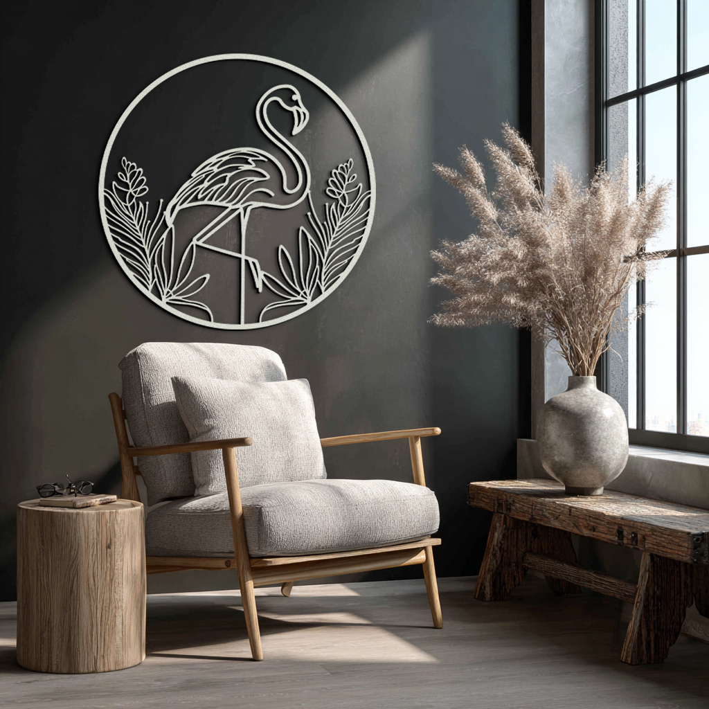 Flamingo Metal Wall Art – Elegant Flamingo Silhouette Steel Decor for Tropical and Modern Spaces- KAF333