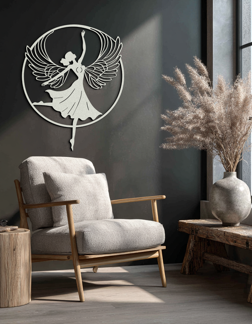 Load image into Gallery viewer, Angel Dancer Metal Wall Art – Winged Woman Silhouette Steel Decor for Elegant and Spiritual Interiors- KAF334