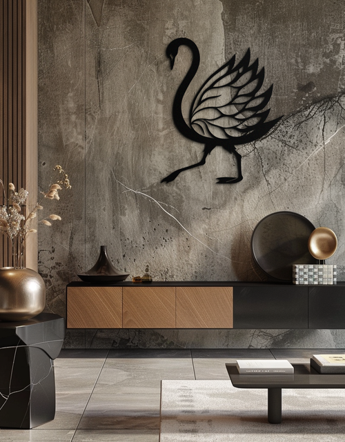 Load image into Gallery viewer, Swan Metal Wall Art – Graceful Swan Silhouette Steel Decor for Elegant and Nature-Inspired Spaces- KAF335