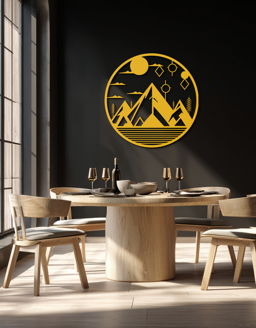 Load image into Gallery viewer, Abstract Mountain Metal Wall Art – Geometric Mountain Silhouette Steel Decor for Modern Interiors- KAF336