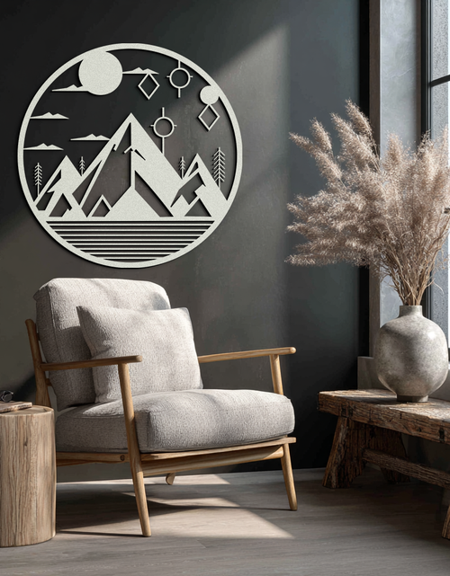 Load image into Gallery viewer, Abstract Mountain Metal Wall Art – Geometric Mountain Silhouette Steel Decor for Modern Interiors- KAF336